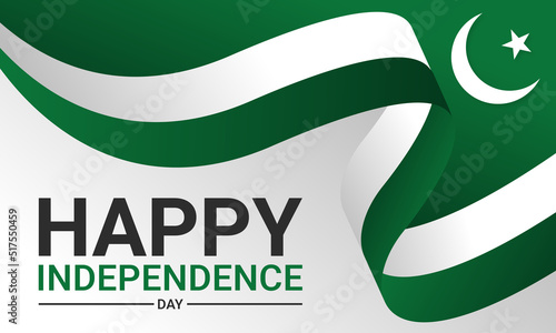 14Th of august happy pakistan independence day. Vector template for banner, greeting card, poster of pakistan independence day celebration. Waving pakistan flag. Vector illustration.