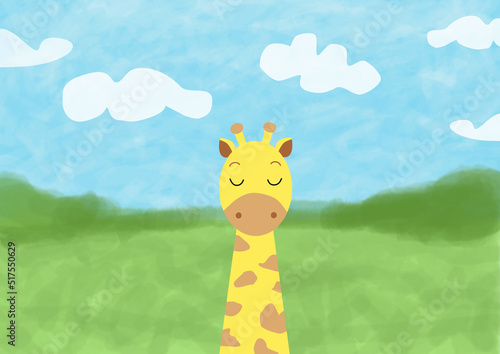 Obrazek Żyrafy z zamkniętymi oczami (ilustracja)