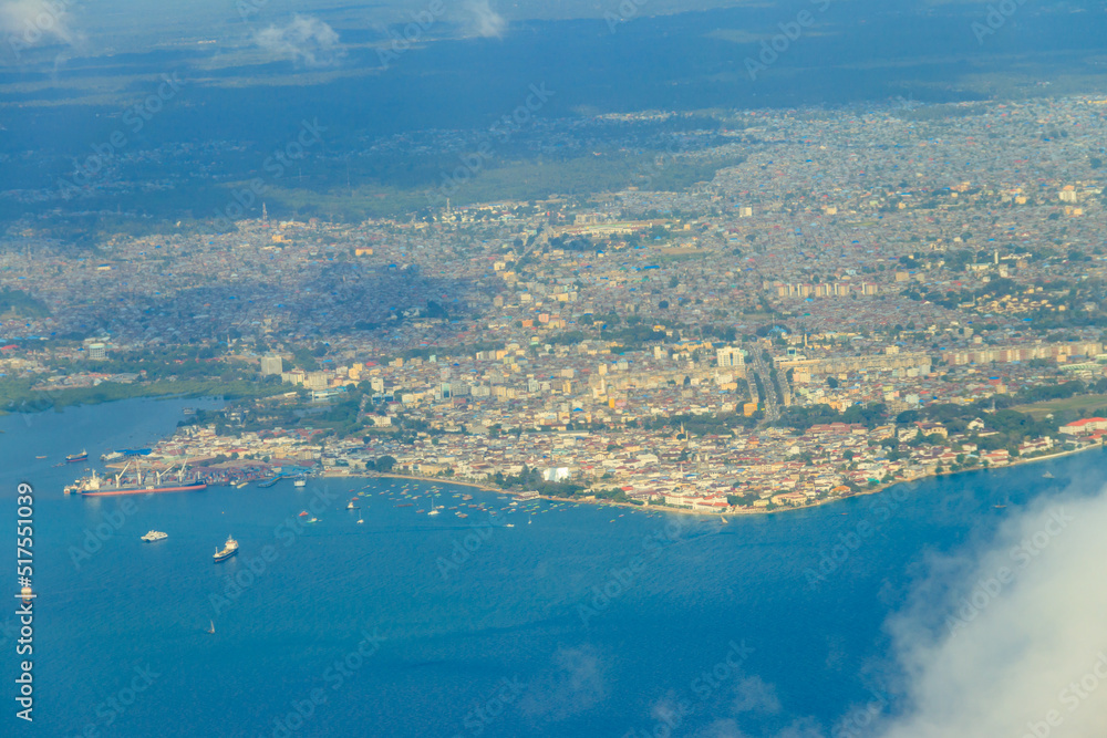 Aerial view of tropical island Zanzibar in the Indian ocean in Tanzania, East Africa Aerial view of tropical island Zanzibar in the Indian ocean in Tanzania, East Africa