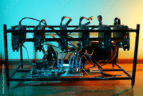 Cryptocurrency mining rig at home