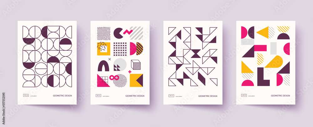 Trendy covers design. Minimal geometric shapes compositions.