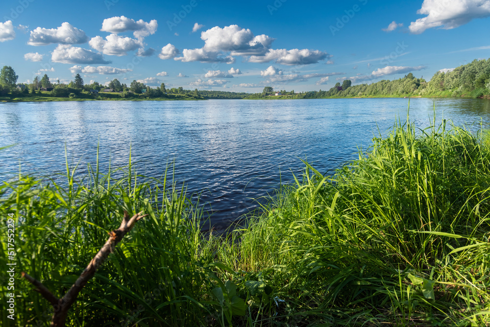Onega River in the North of Russia on a clear sunny summer day.