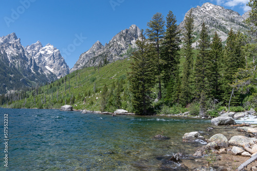 A view across Jenny Lake in Grand Teton National Park, Wyoming.
