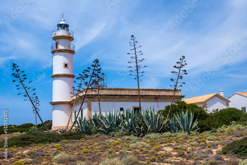 beautiful lighthouse at Cap de Ses Salines on Mallorca, Spain