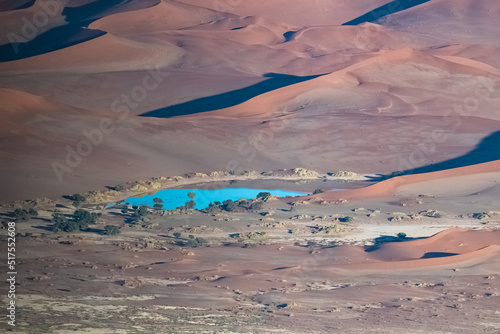 Namibia, aerial view of the Namib desert, wild landscape, panorama in rain season
