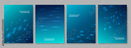 Vector illustration. Binary code background. Software programming concept. Glowing numbers and dots. Digital data. Technological style. Design for brochure, book cover, magazine, poster, layout