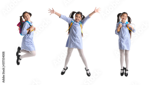 Set of funny Asian schoolgi...