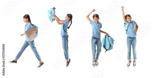 Set of jumping little schoo...