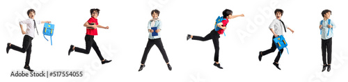 Set of jumping little schoo...