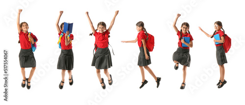 Set of jumping little schoo...