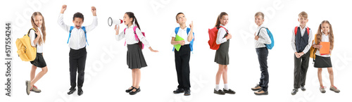 Set of cute little schoolch...