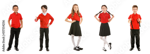 Set of little schoolchildre...