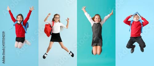 Set of little jumping schoo...