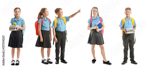 Set of cute little schoolch...