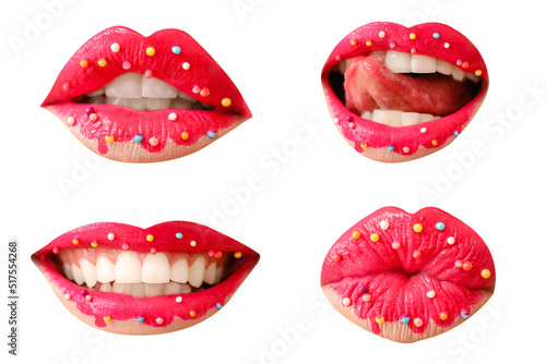 Set of beautiful female lip...