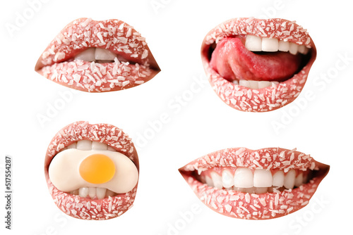 Set of beautiful female lip...