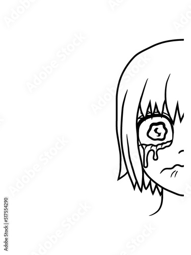 Mädchen Gesicht Hälfte traurig 