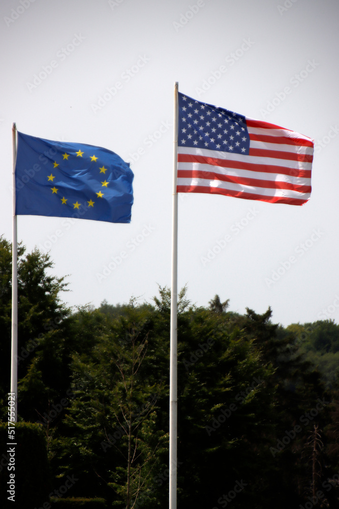 American and European Union Flag