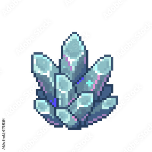 An 8-bit retro-styled pixel-art illustration of a crystal mineral.