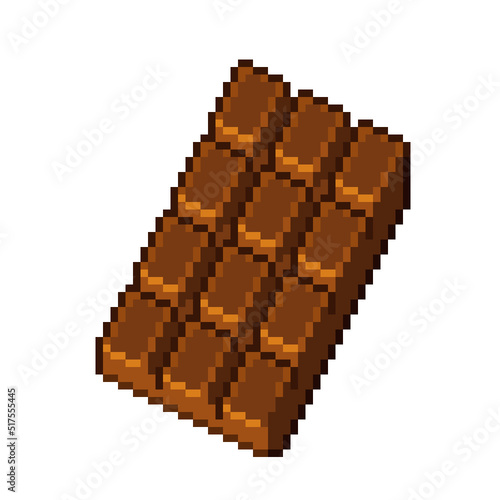 An 8-bit retro styled cartoon milk creamy pixel art chocolate bar icon. 