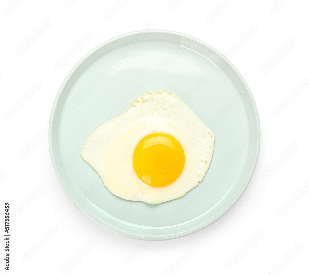 Plate with fried egg isolated on white background Plate with fried egg isolated on white background