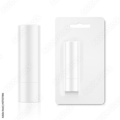 Lip balm with blister. Vector illustration isolated on white background. Ready for your design. EPS10.