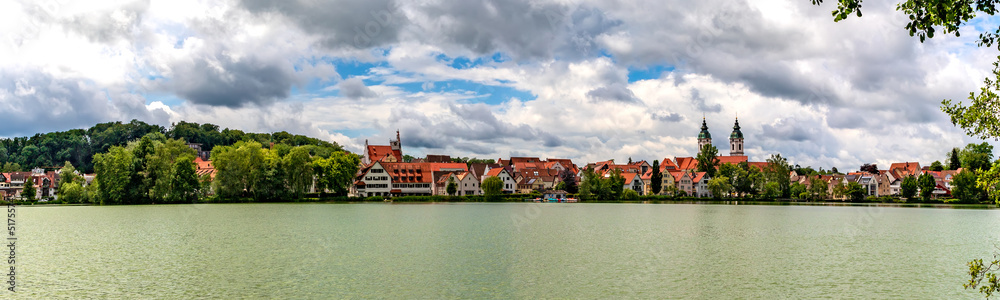 Stunning panoramic view of the town and lake in Bad Waldsee, Germany