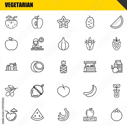 vegetarian vector line icons set. coconut, coconut and proteins Icons. Thin line design. Modern outline graphic elements, simple stroke symbols stock illustration