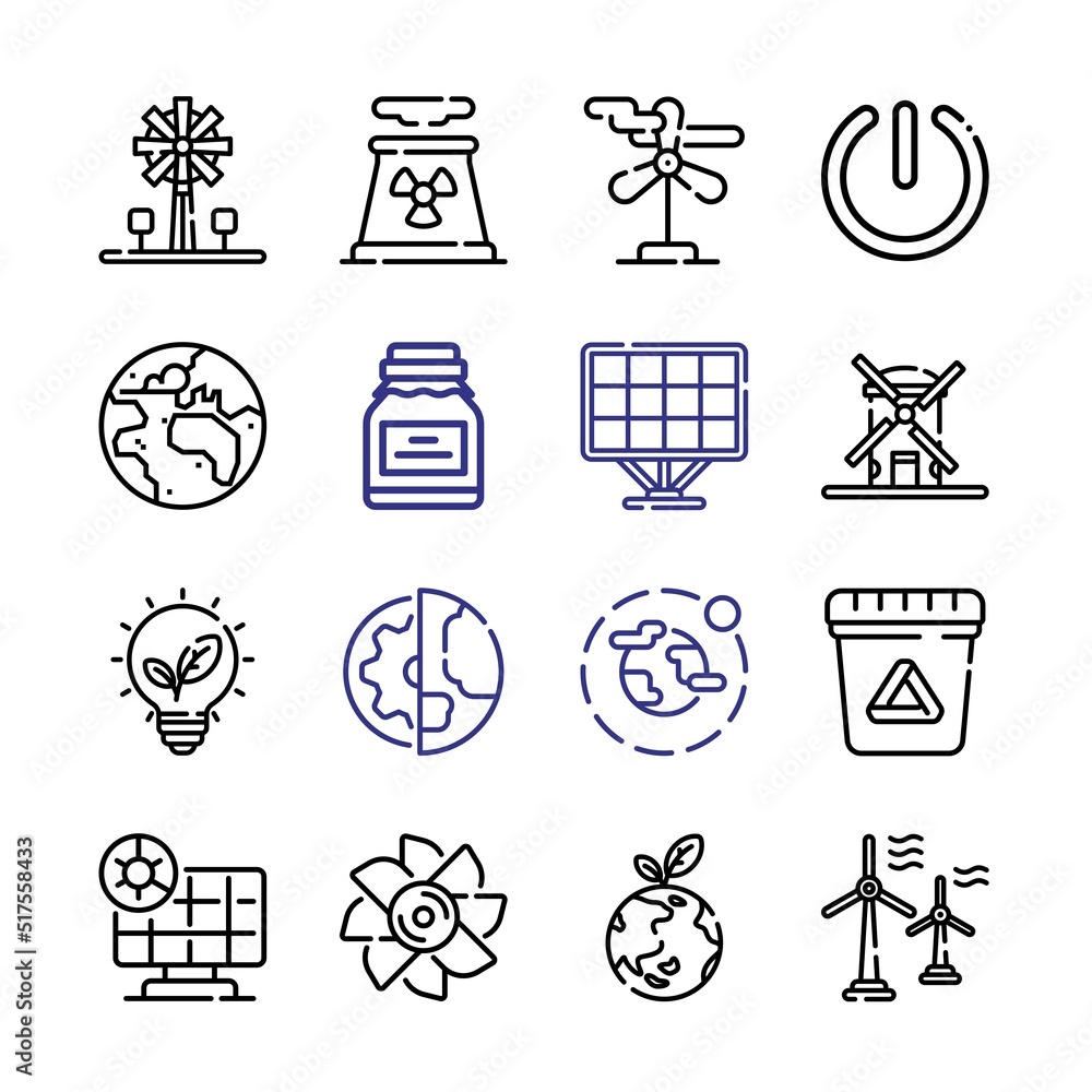 Naklejka premium sustainable Icon Set with line icons. Modern Thin Line Style. Suitable for Web and Mobile Icon. Vector illustration EPS 10.