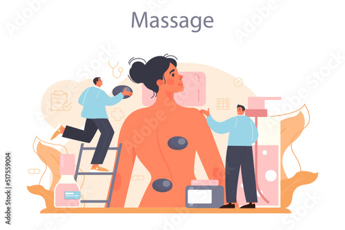 Masseur concept. Massage back treatment and relaxation therapy