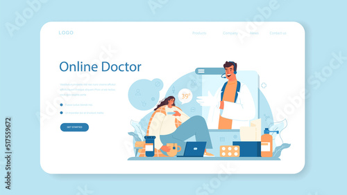 Therapist web banner or landing page. Healthcare, medicine treatment