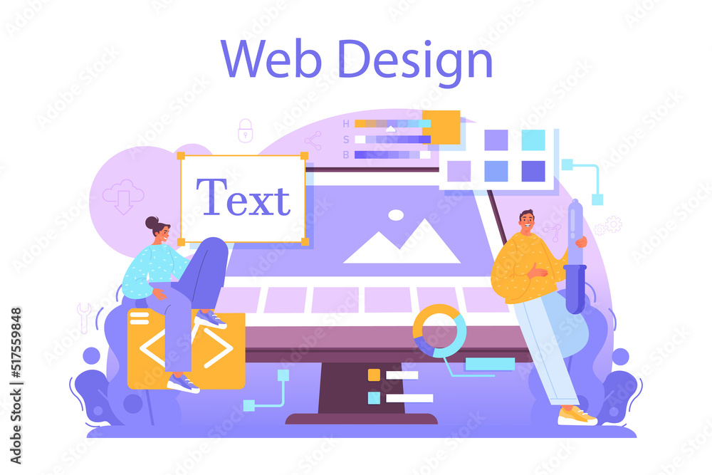 Web designer concept. Interface and content design and development. Web designer concept. Interface and content design and development.