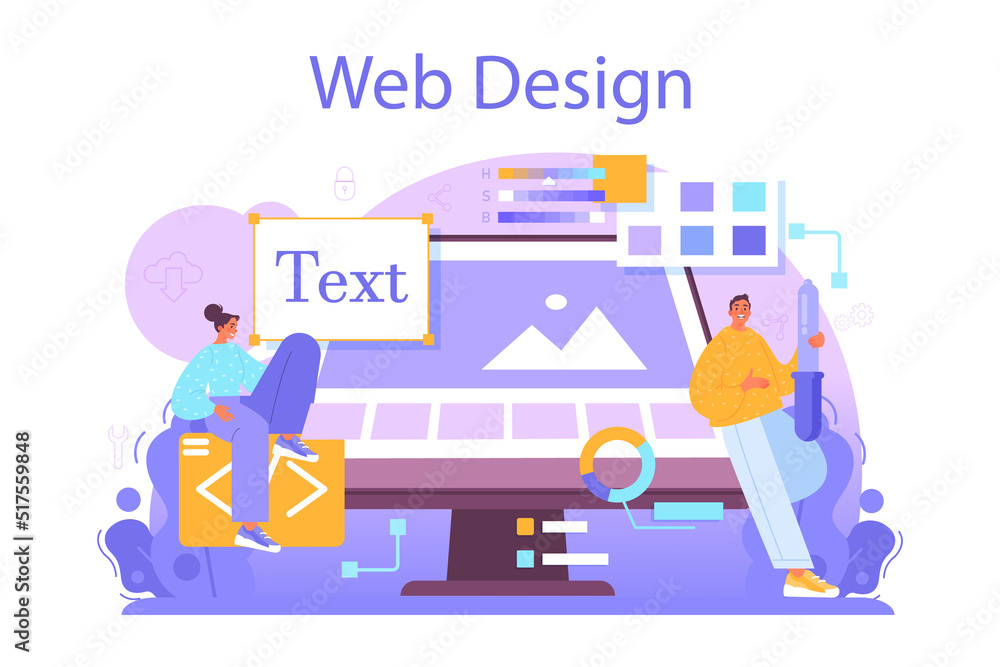 Web designer concept. Interface and content design and development.