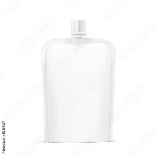 Pouch bag mockup with round corner. Vector illustration isolated on white background. Front view. Can be use for template your design, presentation, promo, ad. EPS10.	
