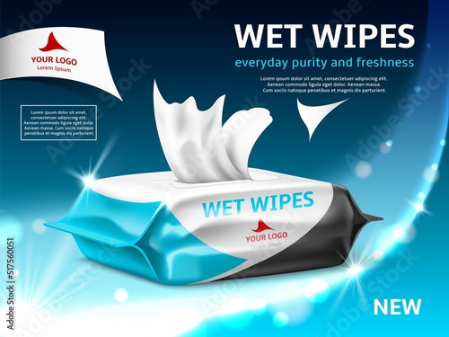 Print op canvas Realistic wet wipes poster