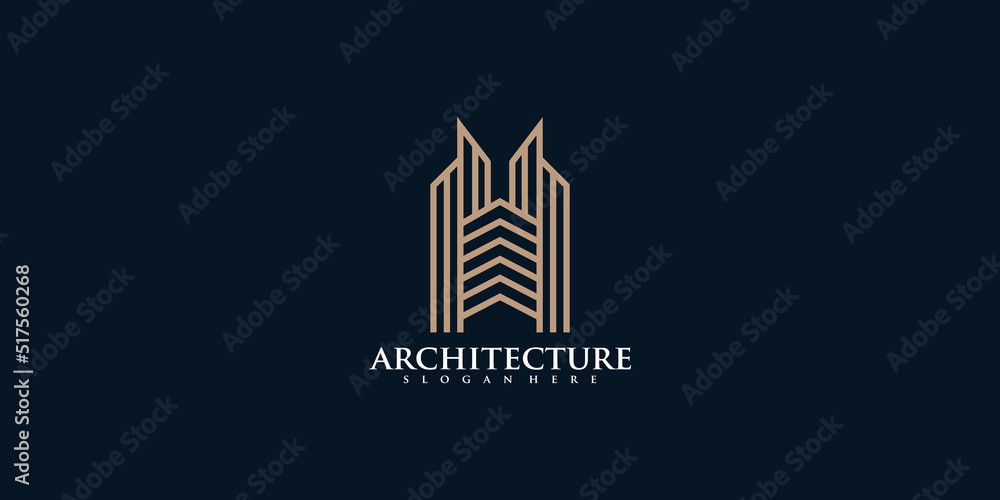 Fototapeta premium Architecture real estate logo elegant simple line art Premium Vector