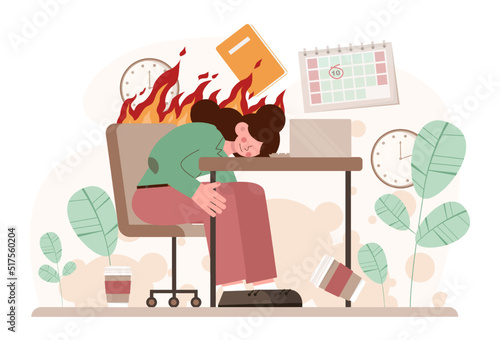 Deadline. Office character with a lot of work and busy lifestyle.