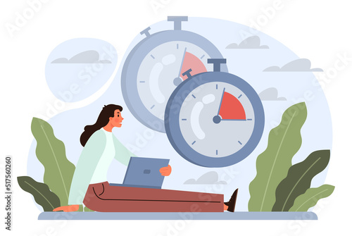 Deadline. Office character with a lot of work and busy lifestyle.