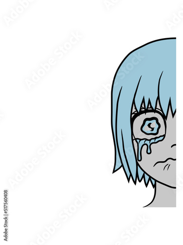 Halbes trauriges Mädchen Gesicht 