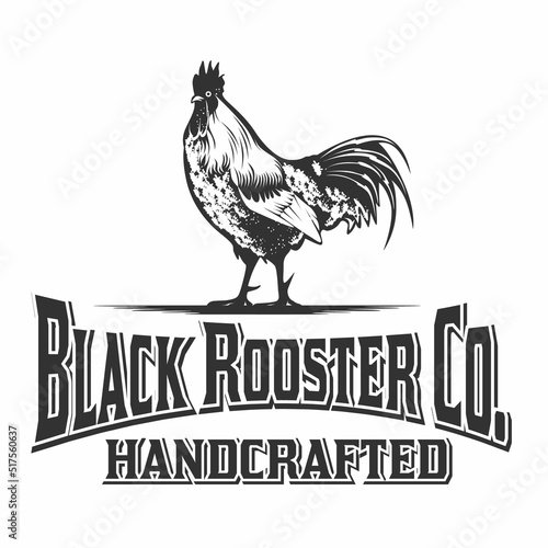 Canvastavla Hipster Rooster Vintage Retro Logo Minimalist