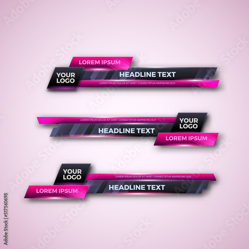 abstract modern geometric lower third banner template design for broadcasting, live, streaming, video template. Vector Illustration