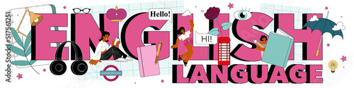 English language typographic header. Study foreign languages