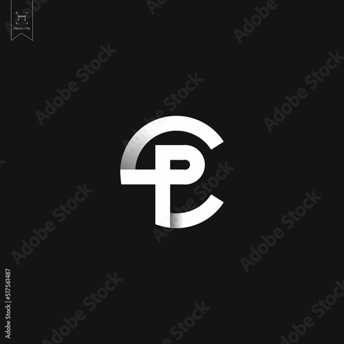 letter pc monogram circle logo identity flat design concept