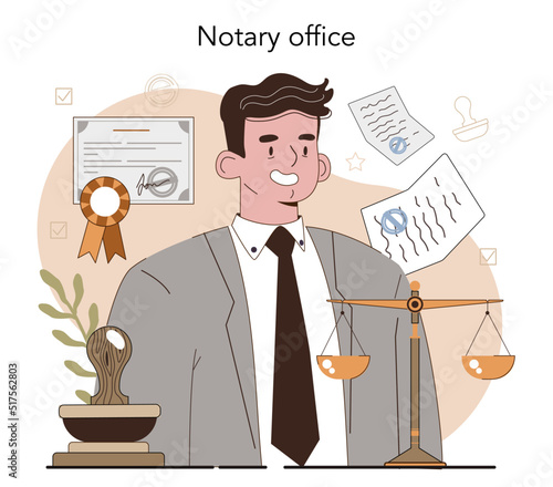 Notary service concept. Professional lawyer signing and legalizing paper