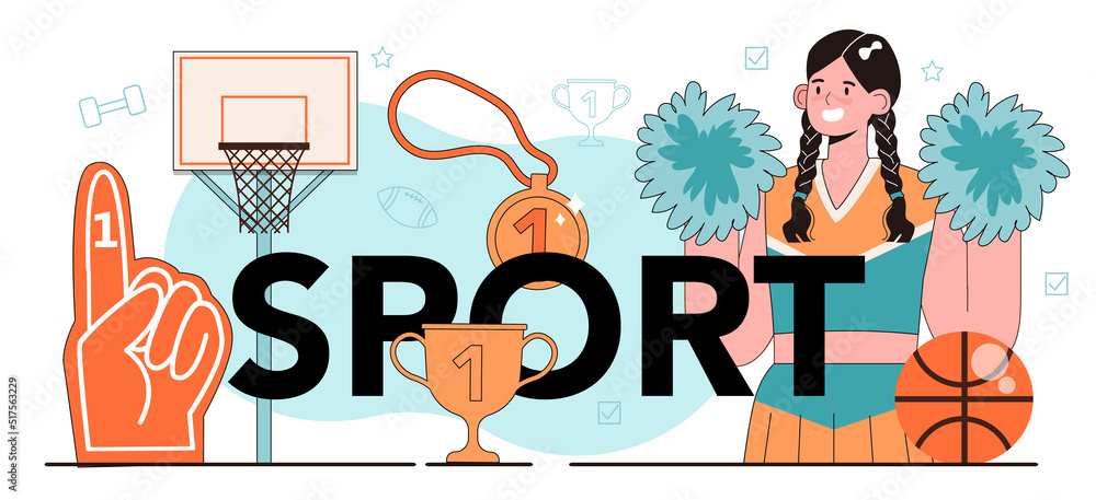 Sport typographic header. Physical training and cheerleading club. Sport typographic header. Physical training and cheerleading club.
