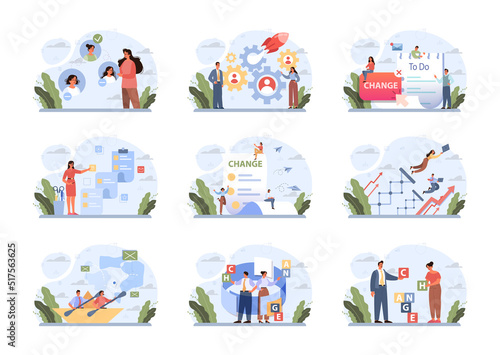 Change concept set. Transformation and evolution metaphor.