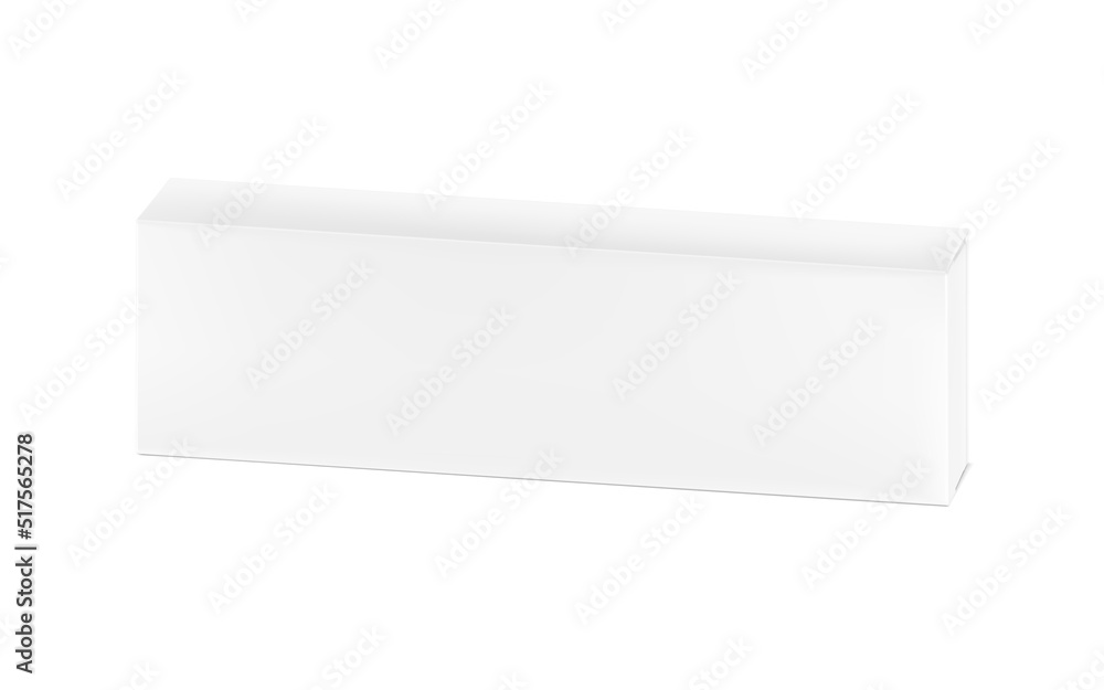 Realistic cardboard long box mockup. Perspective view. Vector illustration isolated on white background. Can be use for food, medicine, cosmetic and etc. Ready for your design. EPS10. Realistic cardboard long box mockup. Perspective view. Vector illustration isolated on white background. Can be use for food, medicine, cosmetic and etc. Ready for your design. EPS10.