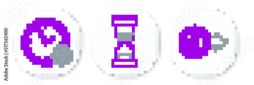 Set line Coin money with pound sterling symbol, Clock 24 hours and Old hourglass flowing sand icon. Vector