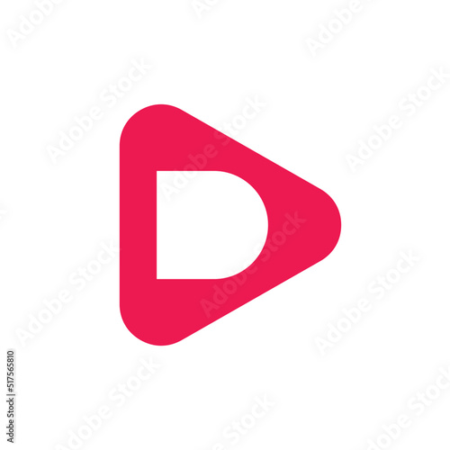 Letter D video logo icon design template elements, play button and alphabet D logo combination