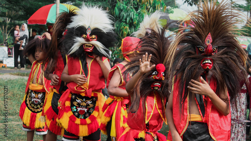 Reog line of traditional dancers from Ponorogo, Indonesia. named "Bujang Ganong"